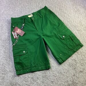 Watson Studios Green Stained Glass Work Cargo Shorts Rhinestone Mens Size 30 NWT